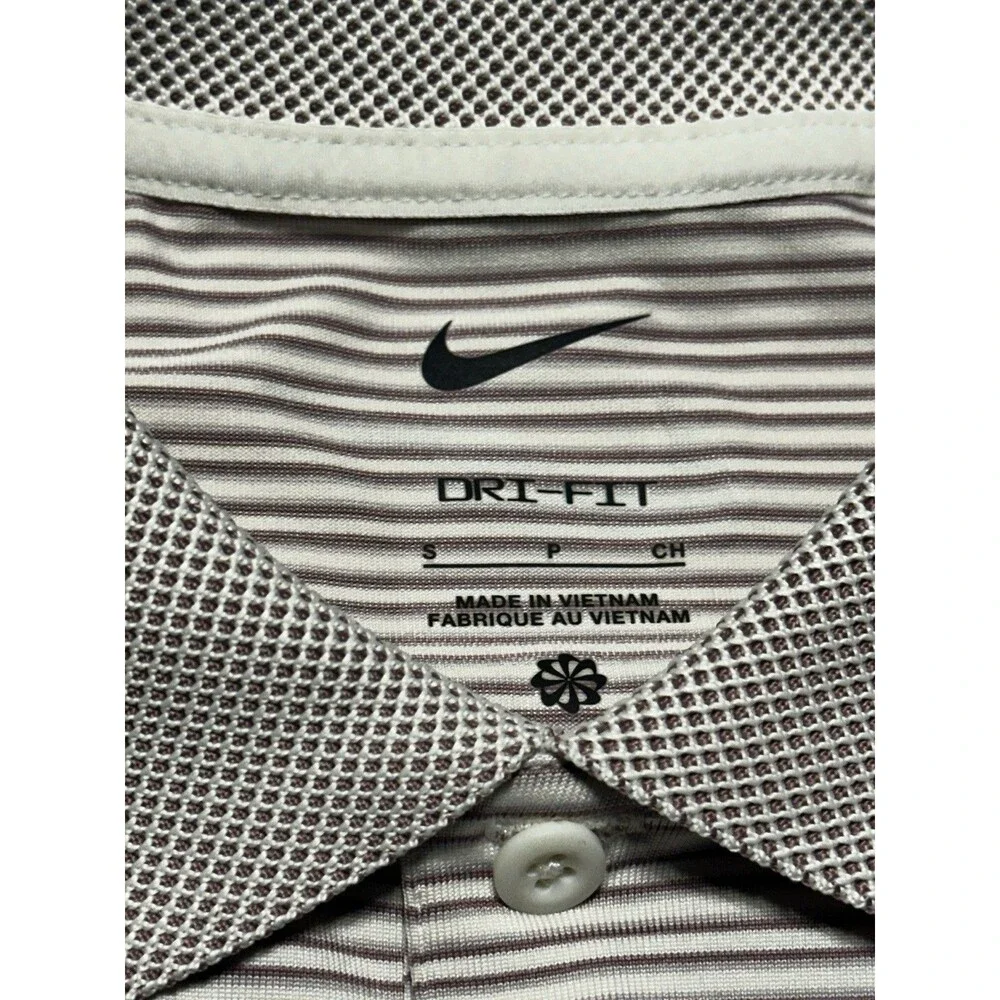 Nike Tour Golf Polo Shirt Mens Small Platinum Violet Dri-FIT Striped FZ7479-110